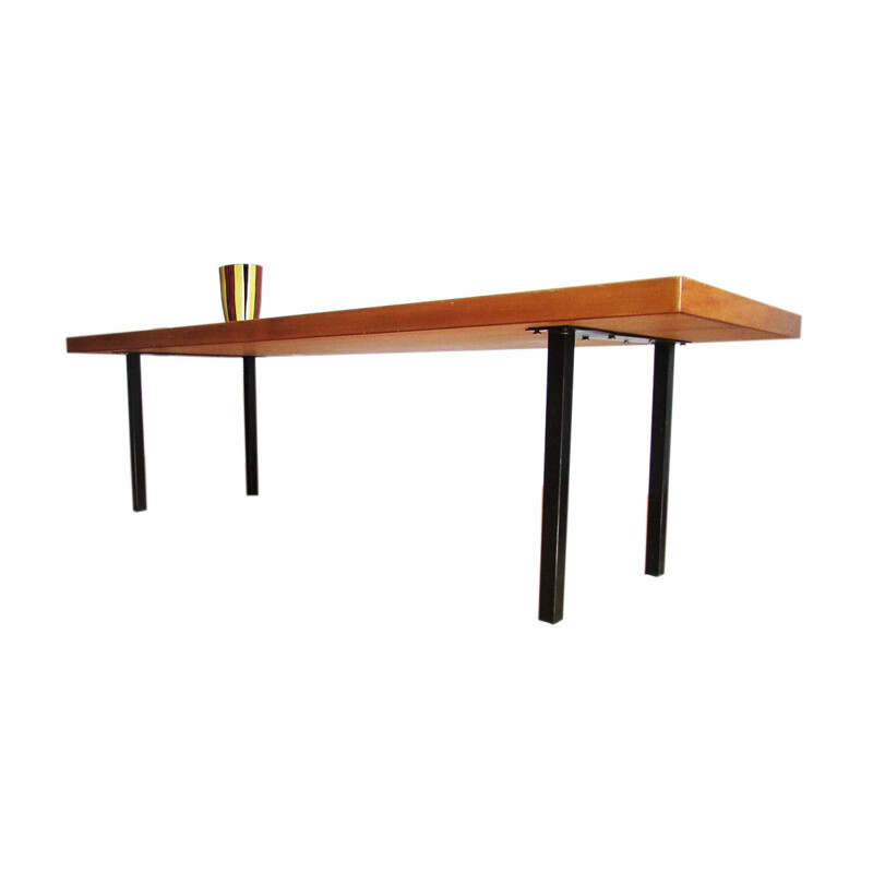 Vintage coffee table in American walnut and lacquered steel, 1960