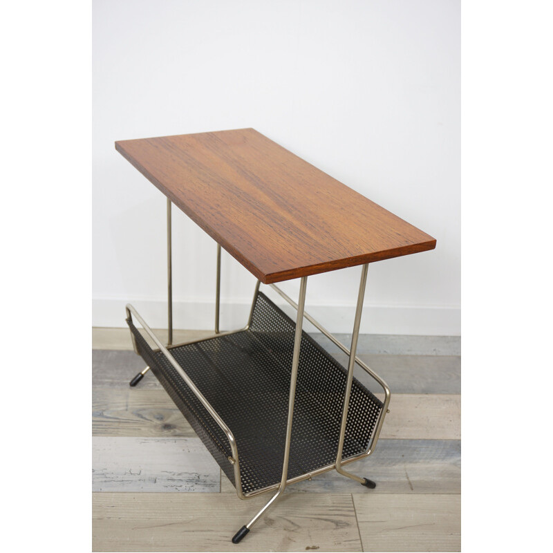 Vintage side table with integrated magazine rack by Tjerk Reijenga for Pilastro 1950