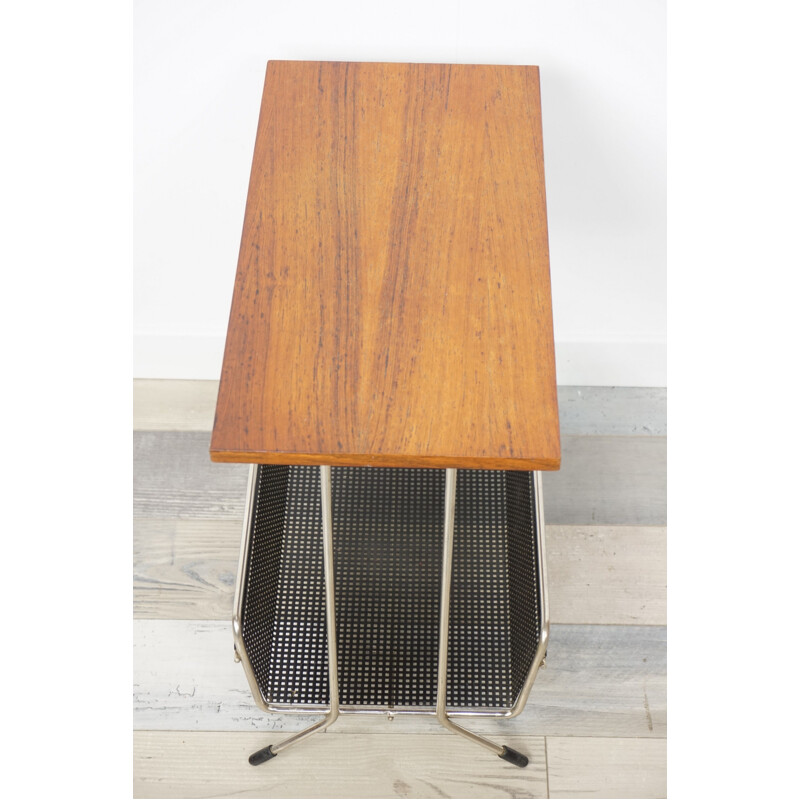Vintage side table with integrated magazine rack by Tjerk Reijenga for Pilastro 1950