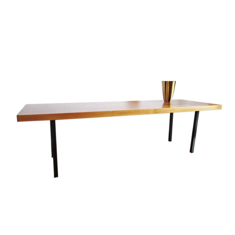Vintage coffee table in American walnut and lacquered steel, 1960