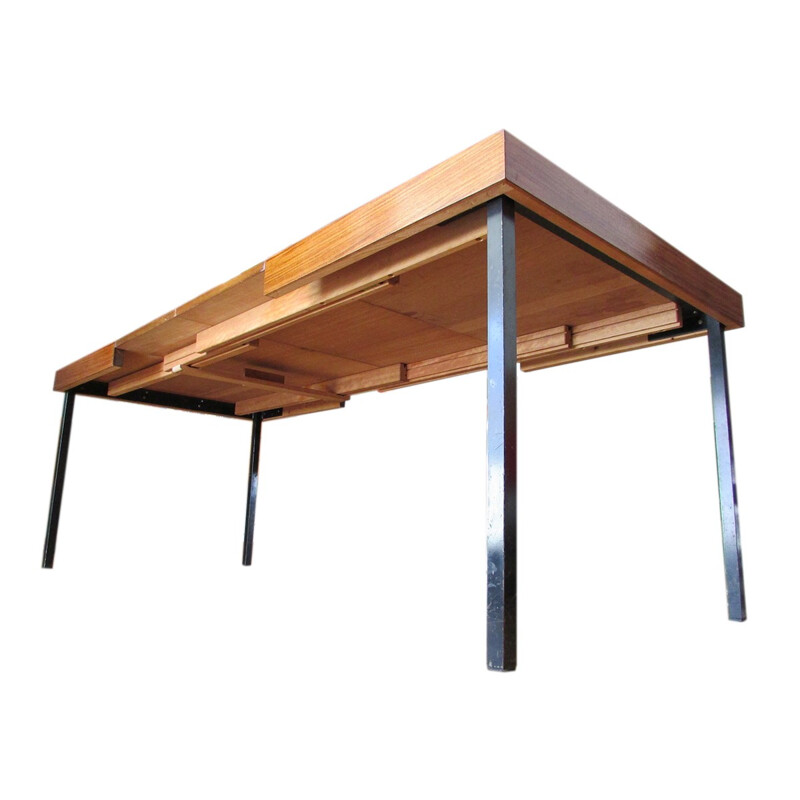 Extending dining table in teak and lacquered metal, Dieter WEACKERLIN - 1960s