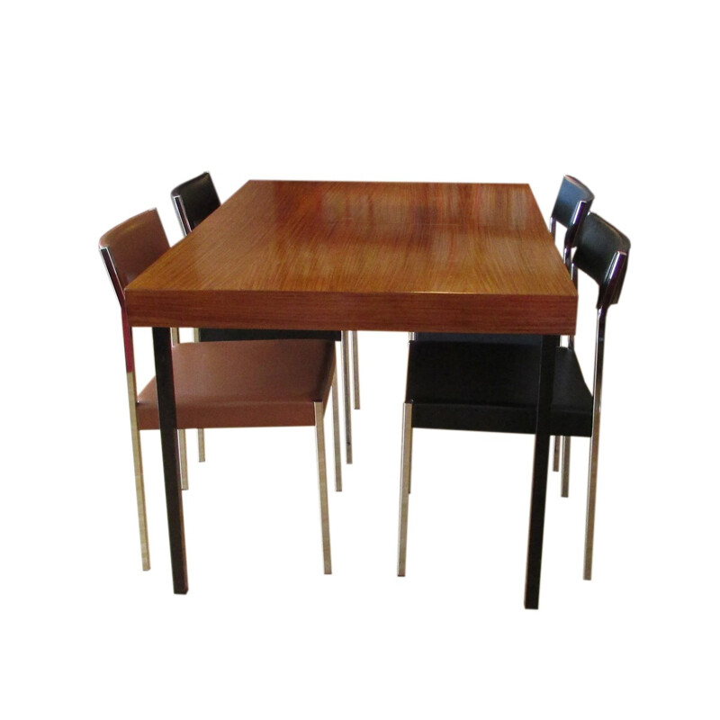 Extending dining table in teak and lacquered metal, Dieter WEACKERLIN - 1960s