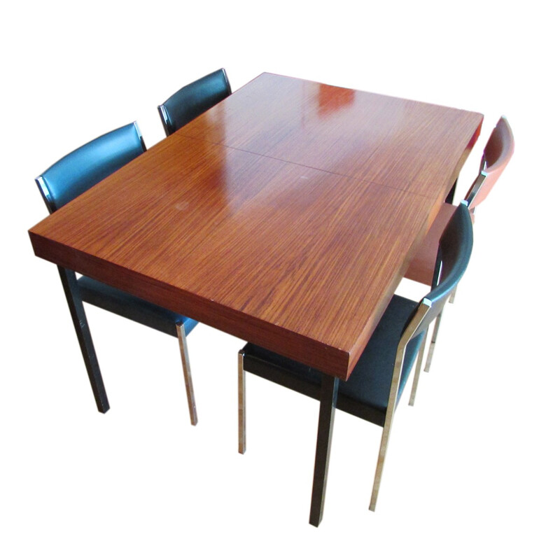 Table à repas Idealheim extensible en teck et métal laqué, Dieter WEACKERLIN - 1960