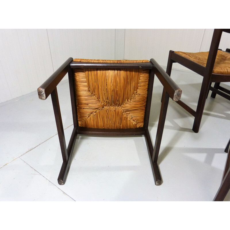 Set of 4 vintage wenge wooden dining chairs 1960s