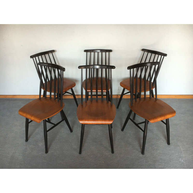 Set of 6 "Fanett" chairs in teck, Ilmari TAPIOVAARA - 1960s