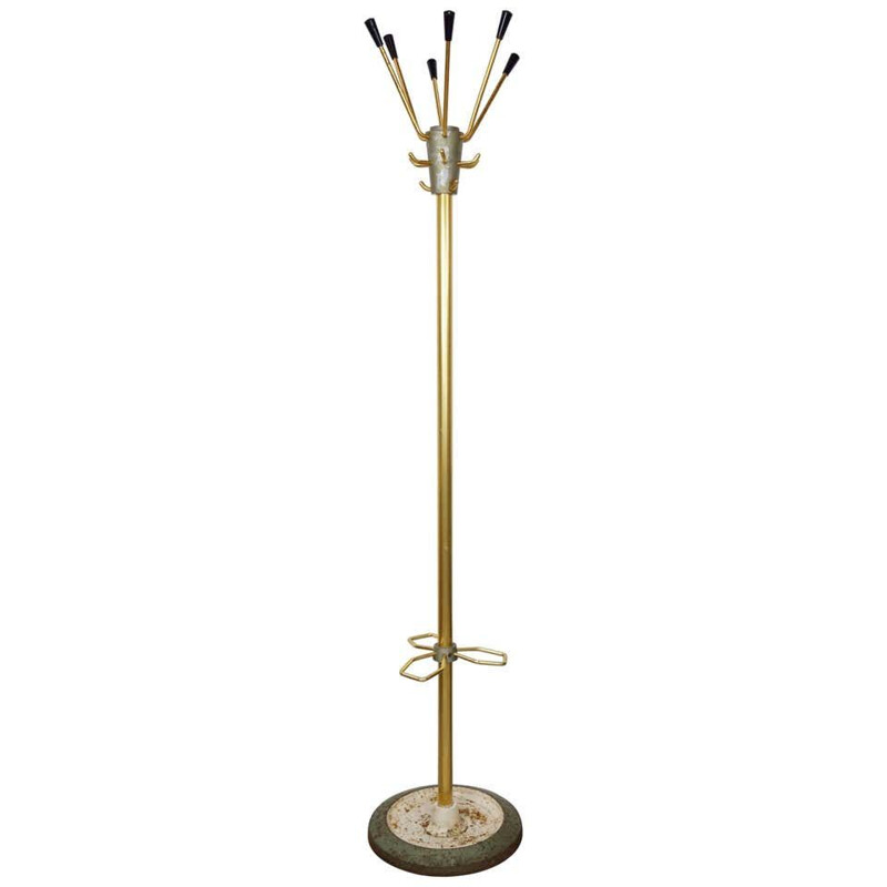 Vintage metal coat rack with umbrella stand 1950s