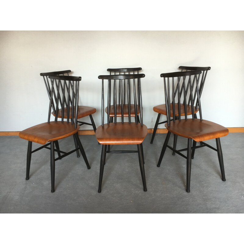 Set of 6 "Fanett" chairs in teck, Ilmari TAPIOVAARA - 1960s