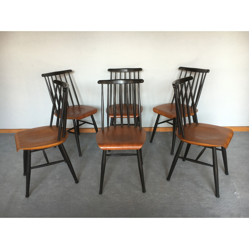 Set of 6 "Fanett" chairs in teck, Ilmari TAPIOVAARA - 1960s