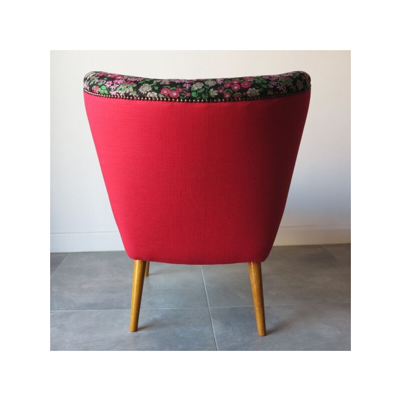 Silla de cóctel vintage de flores, 1950