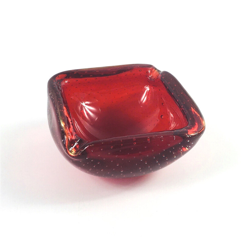 Mid-Century Murano Bullicante Glass Ashtray Bowl, Italy 1960s