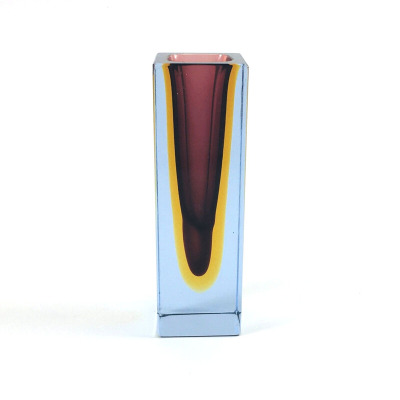 Vase vintage Sommerso en verre de Murano de Flavio Poli pour Alessandro Mandruzzato, Italie 1960