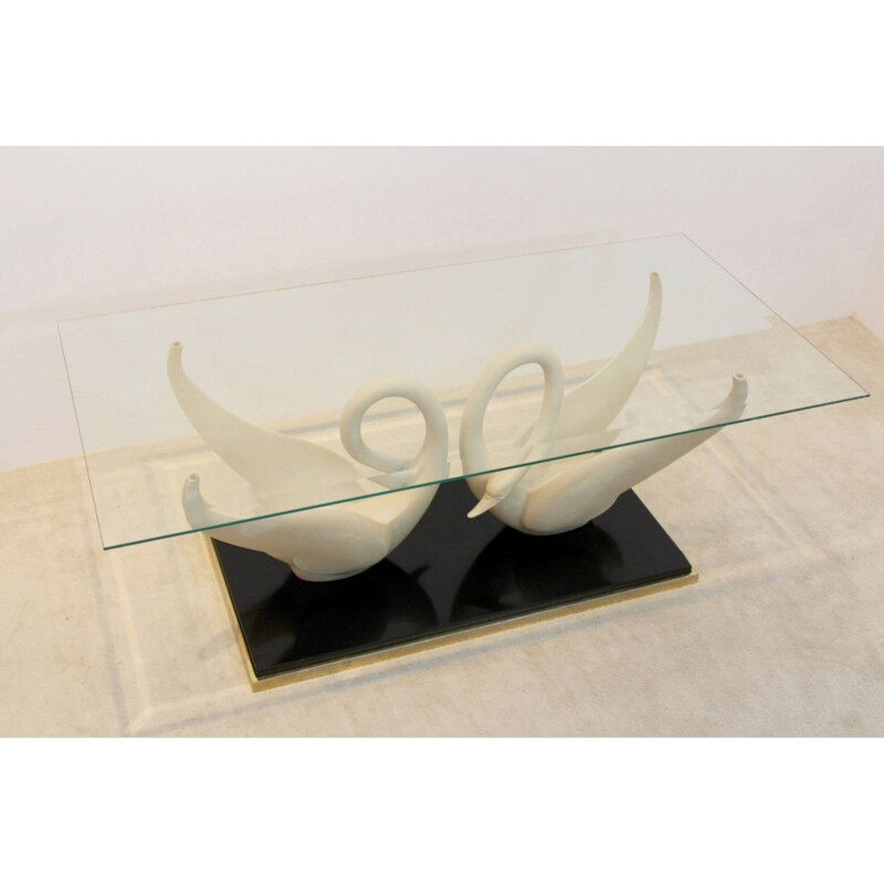 Table basse vintage swan de la Maison Jansen, 1960