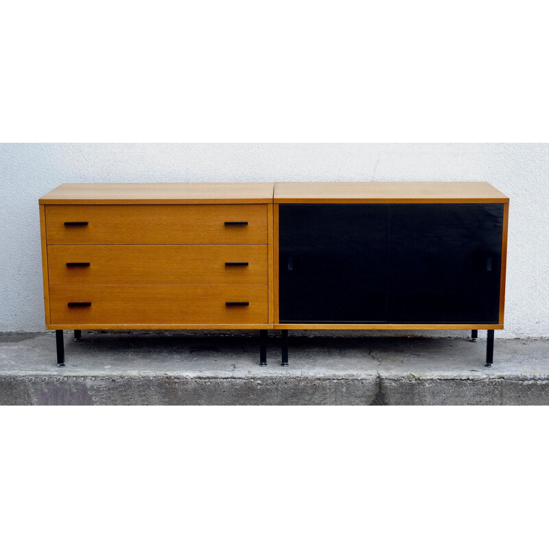 Vintage oak double module sideboard 1950