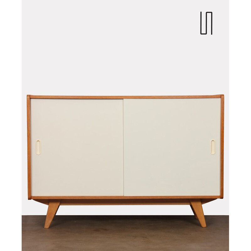 Vintage highboard model U-452 white doors by Jiri Jiroutek 1960