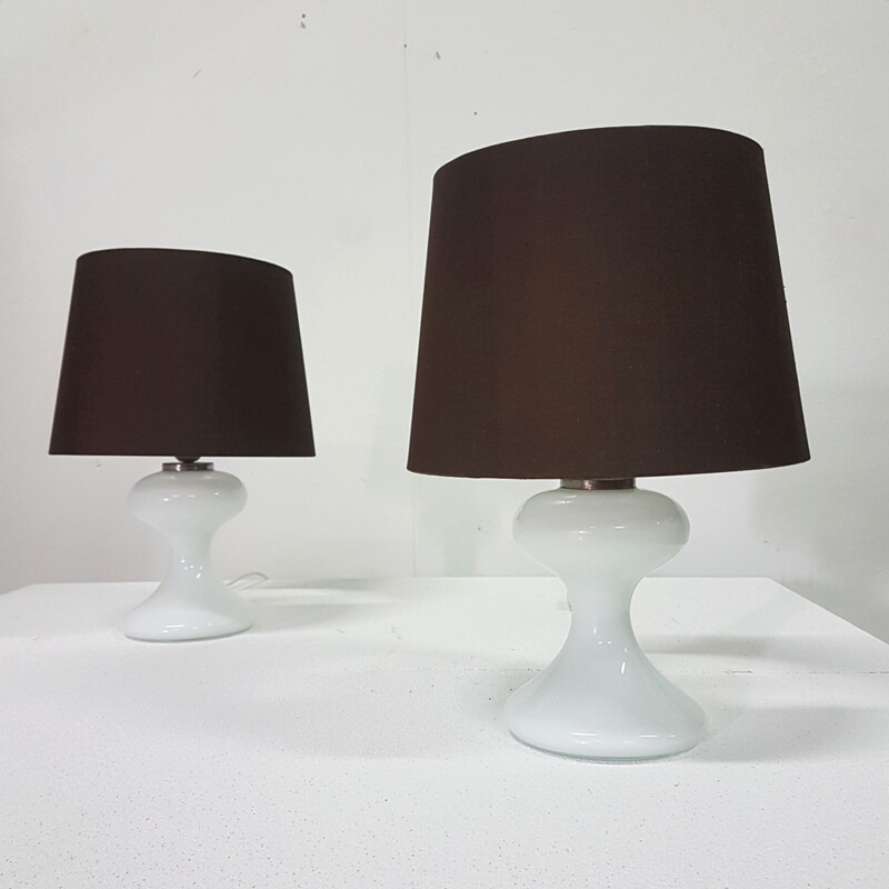 Paar vintage glazen tafellampen ML1 van Ingo Maurer voor Design M, Duitsland 1960