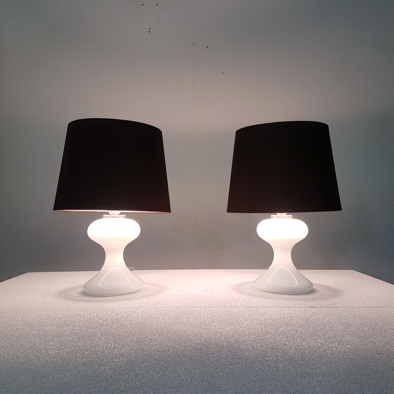 Pareja de lámparas de mesa de cristal vintage ML1 de Ingo Maurer para Design M, Alemania 1960
