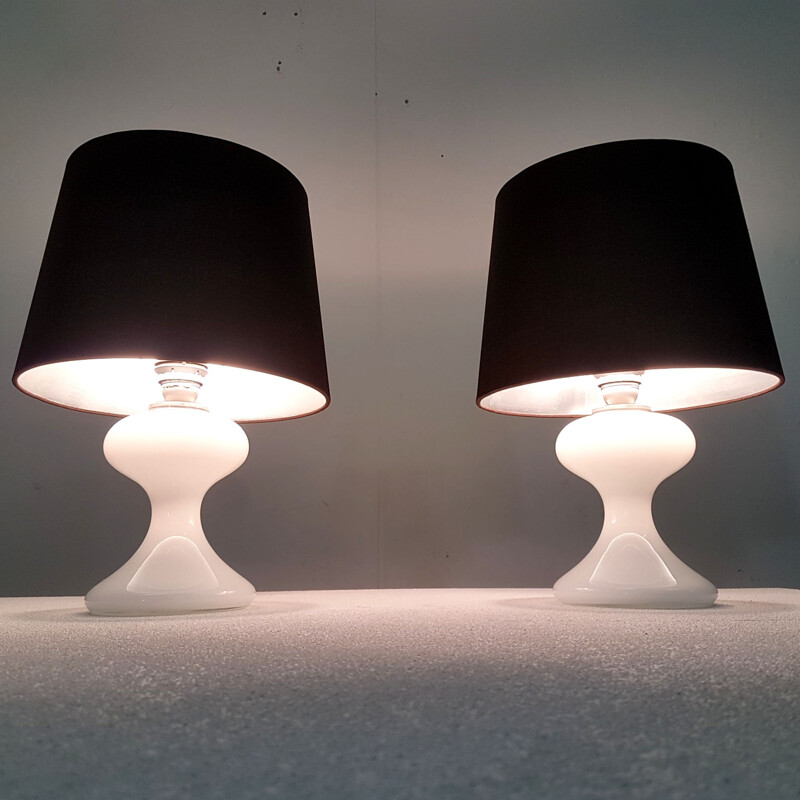Pareja de lámparas de mesa de cristal vintage ML1 de Ingo Maurer para Design M, Alemania 1960