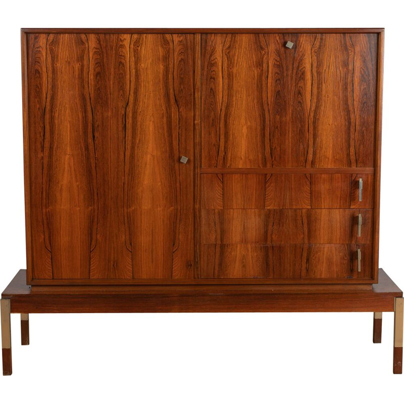 Vintage Rosewood Sideboard & Drinks Cabinet, French 1970s