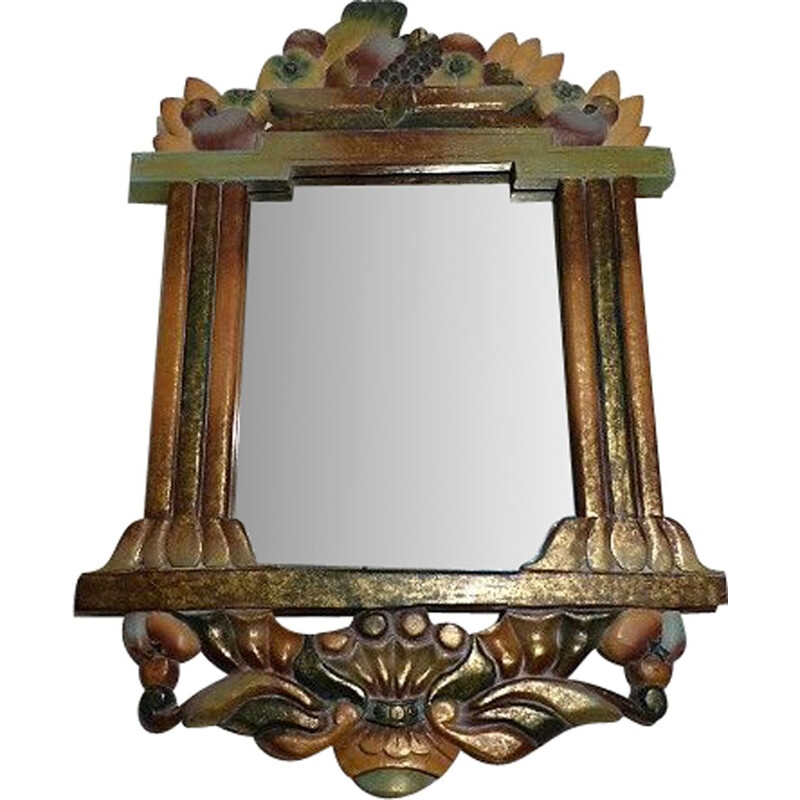 Specchio vintage in legno policromo 1970