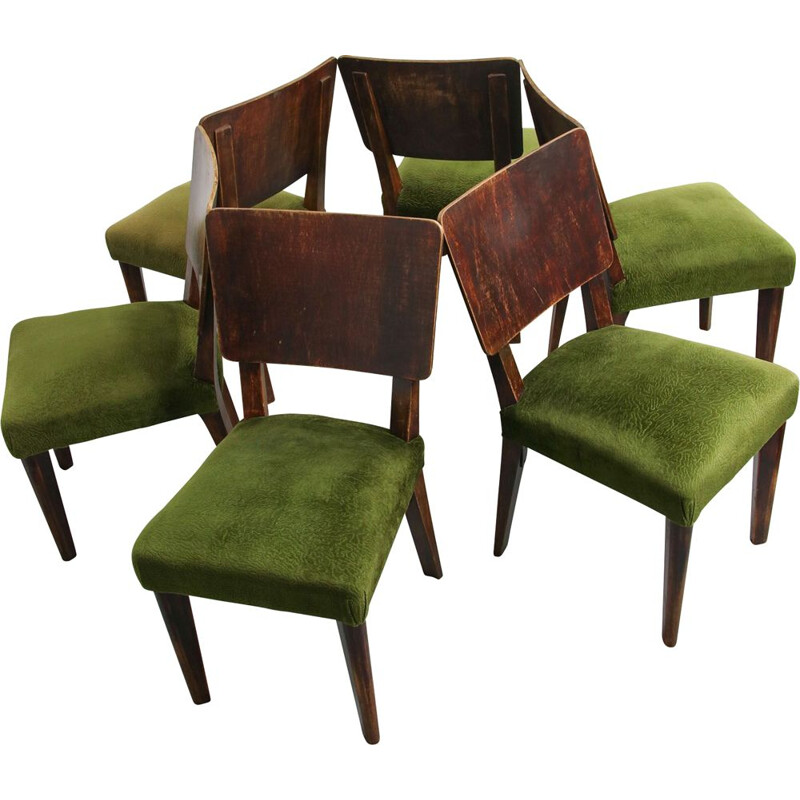 Set of 6 vintage Art Deco Dining Chairs