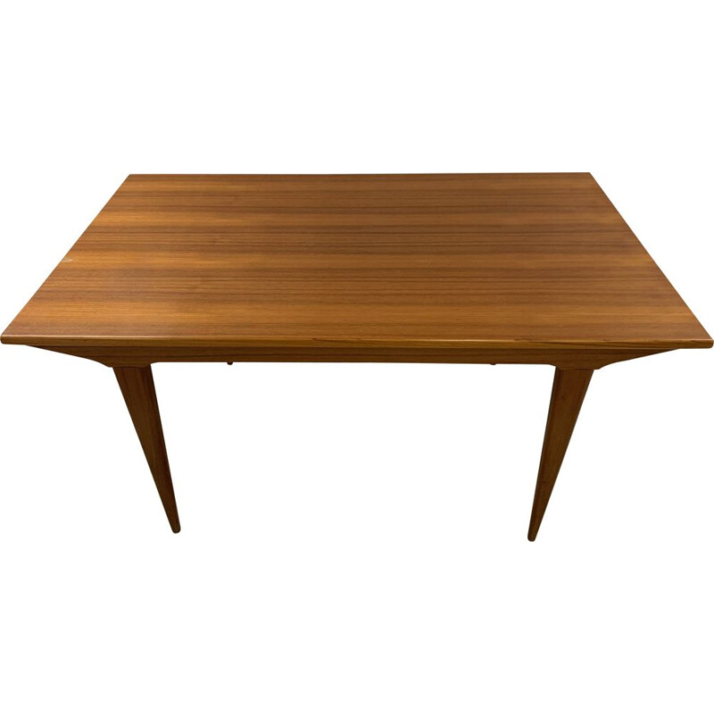 Grande table à manger vintage vintage en teck, Scandinave 1960