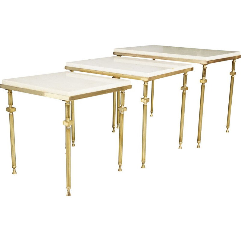 Vintage brass and marble nesting tables 1970
