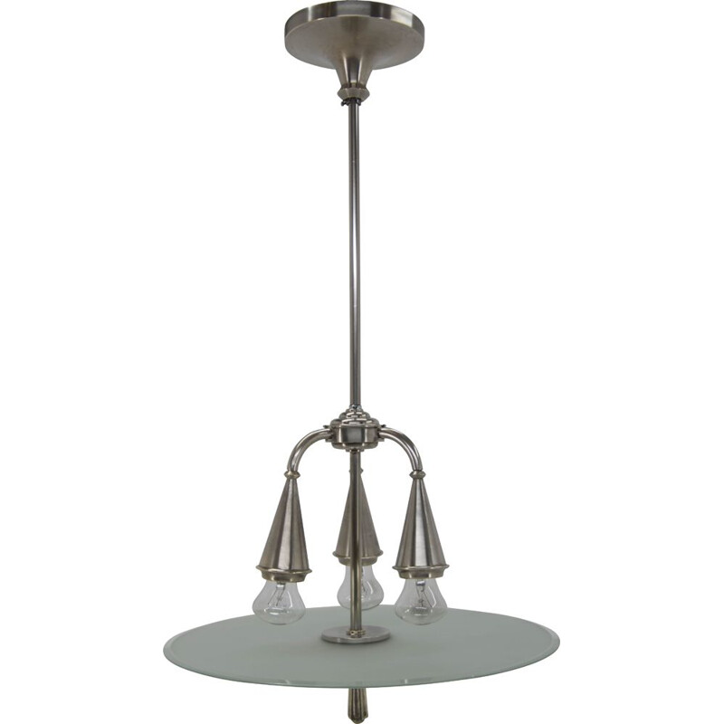 Lampadario Art Déco vintage nichelato, 1920