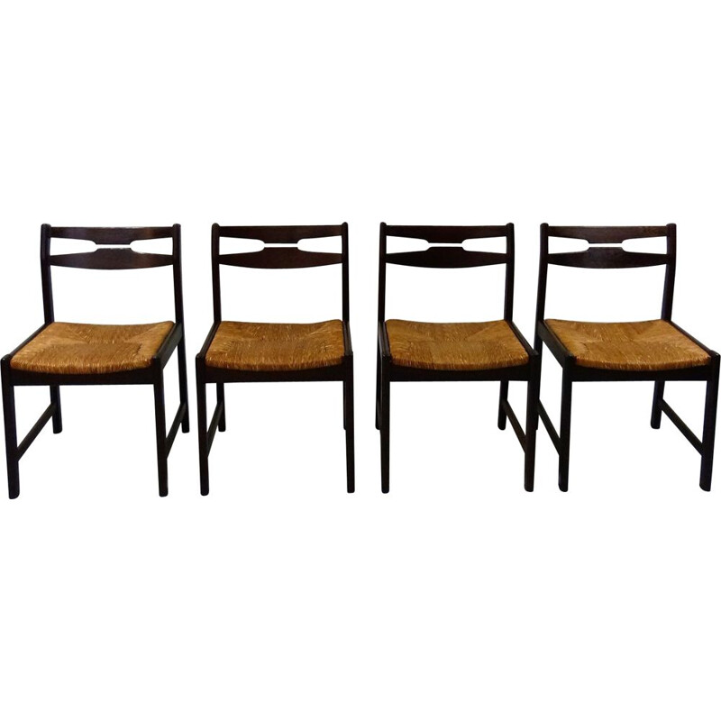 Set van 4 vintage wengé houten stoelen 1960