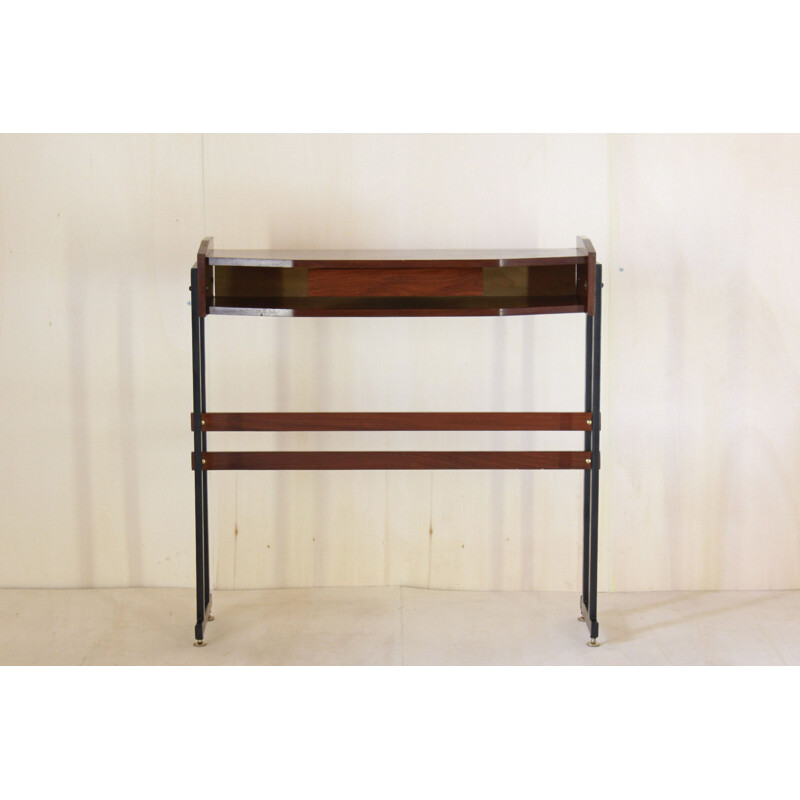 Vintage teak wood and iron consolle, scandinavian 1950s