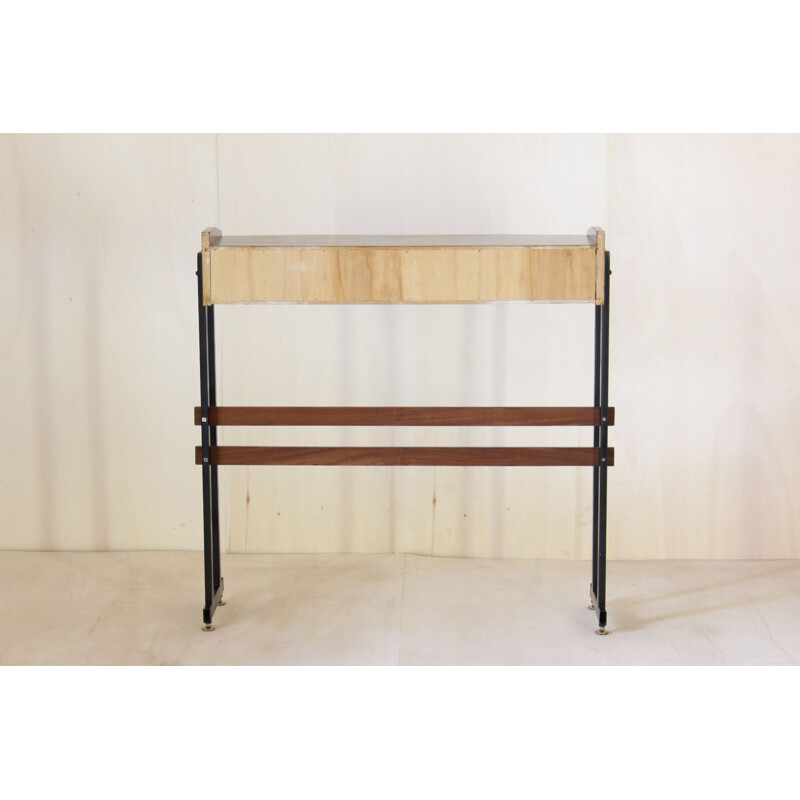 Vintage teak wood and iron consolle, scandinavian 1950s