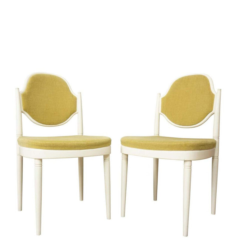 Pair of vintage Thonet chairs in wood and velvet by Hanno Van Gustedt 1960s