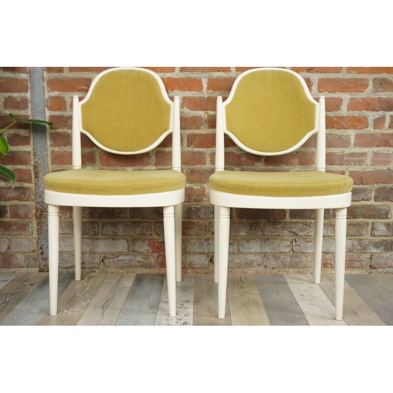 Pair of vintage Thonet chairs in wood and velvet by Hanno Van Gustedt 1960s