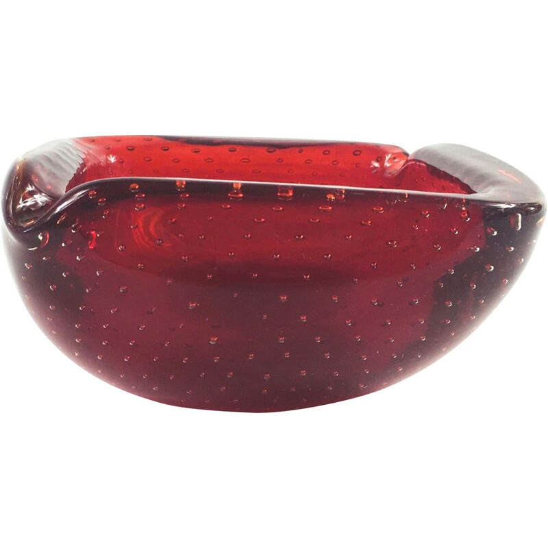 Mid-Century Murano Bullicante Glass Ashtray Bowl, Italy 1960s