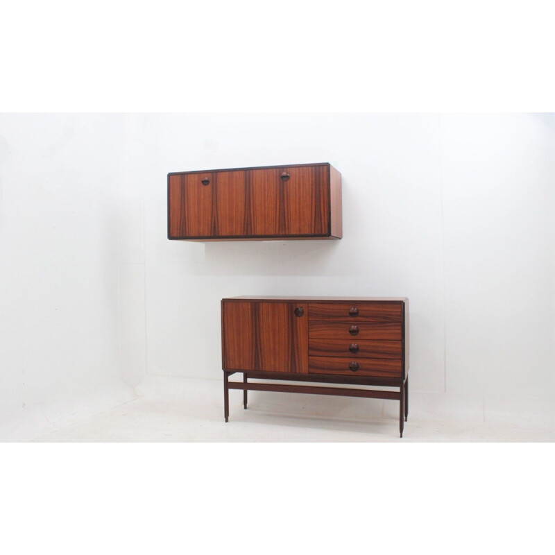 Mid-century rosewood modular cabinet by Mobile Besana 1960s