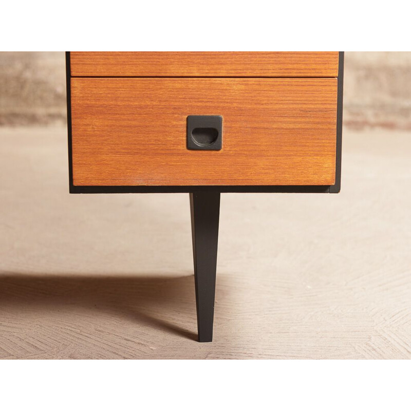 Vintage teak desk restored and restyled with touches of black 1960s