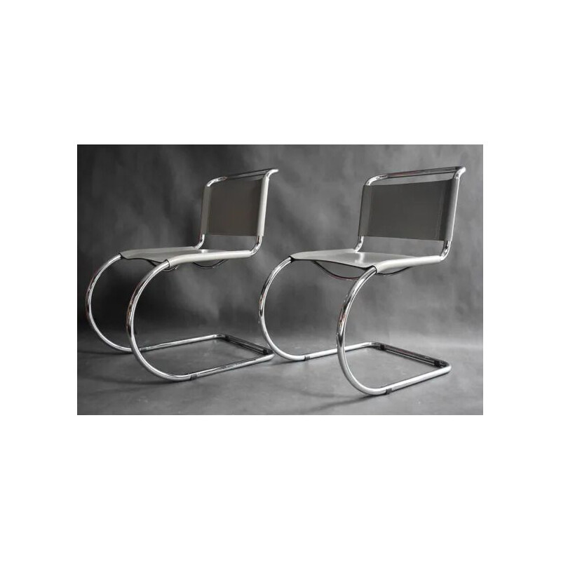 Silla vintage MR10 de Mies Van Der Rohe para Knoll 1980