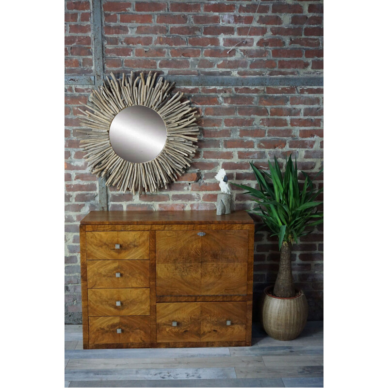 Miroir vintage soleil en bois flotté