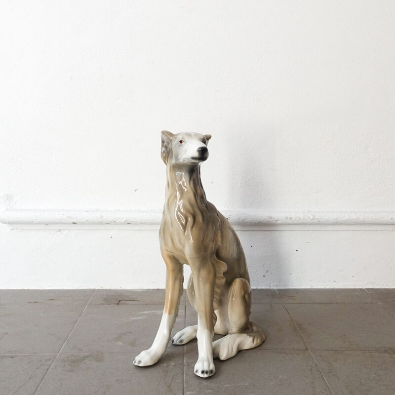 Vintage Ceramic Dog Sculpture, Portuguese 1970s