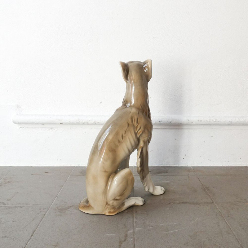 Vintage Ceramic Dog Sculpture, Portuguese 1970s