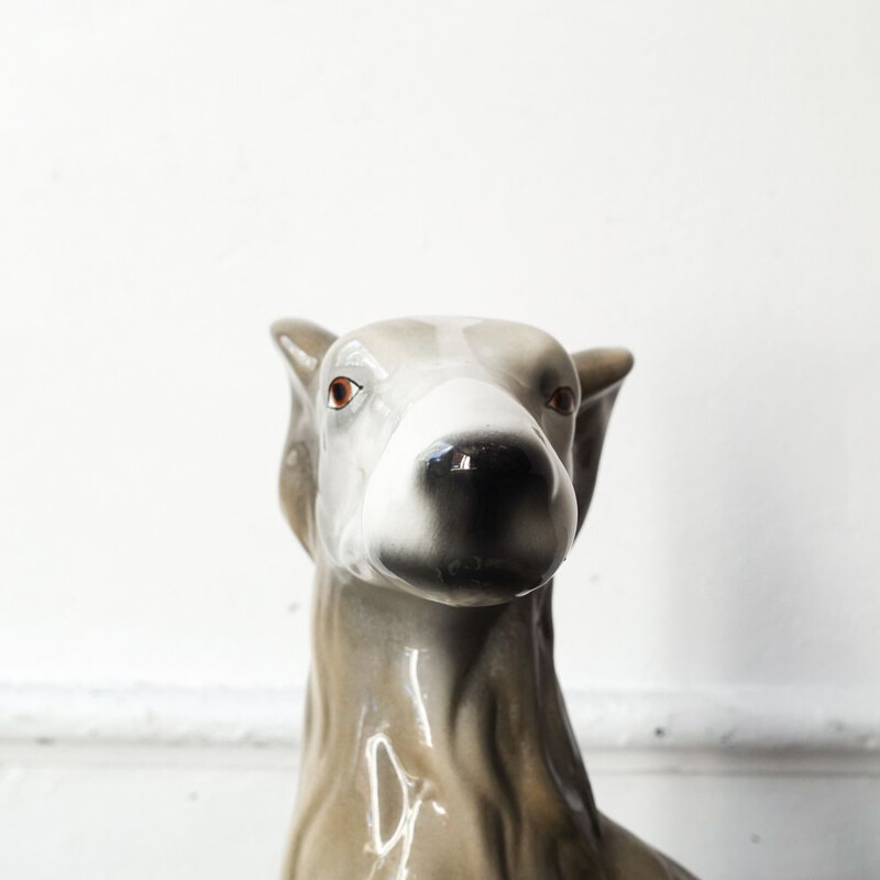Sculpture vintage de chien en céramique, Portugaise 1970