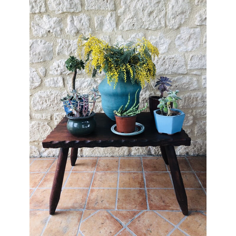 Tabouret de ferme vintage, France 1950