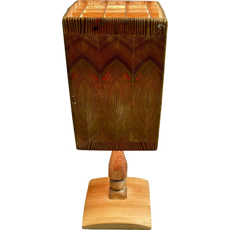 Vintage solid wood lamp Teak Scandinavian Pine 1950