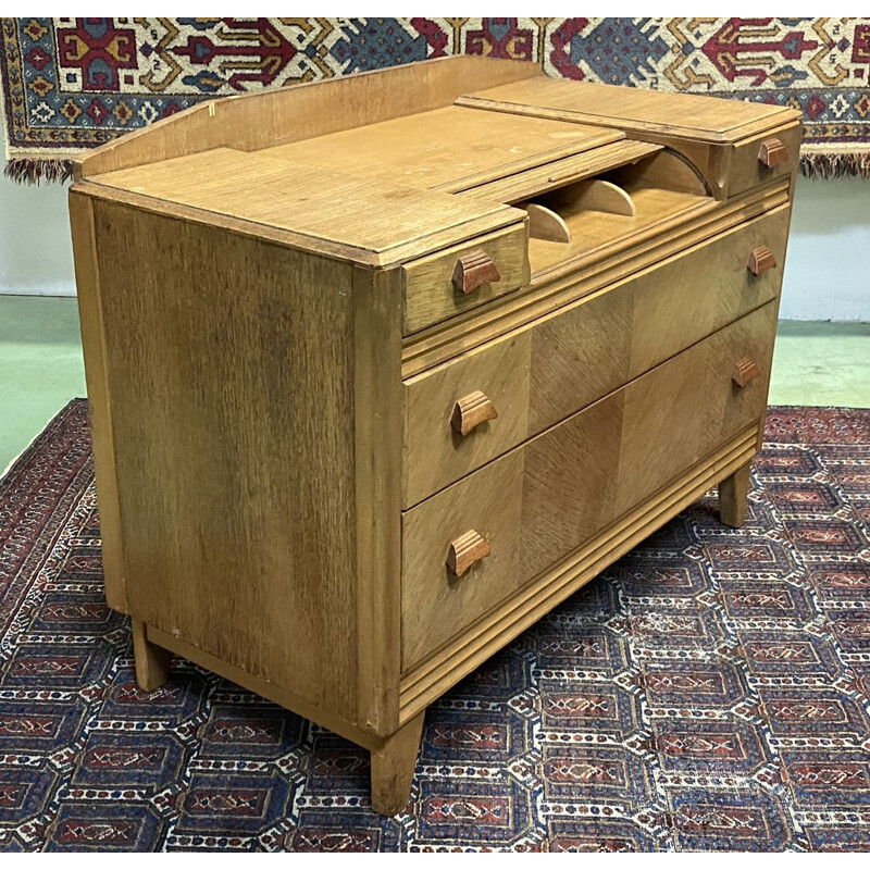 Vintage blond oak chest of drawers, English 1970s