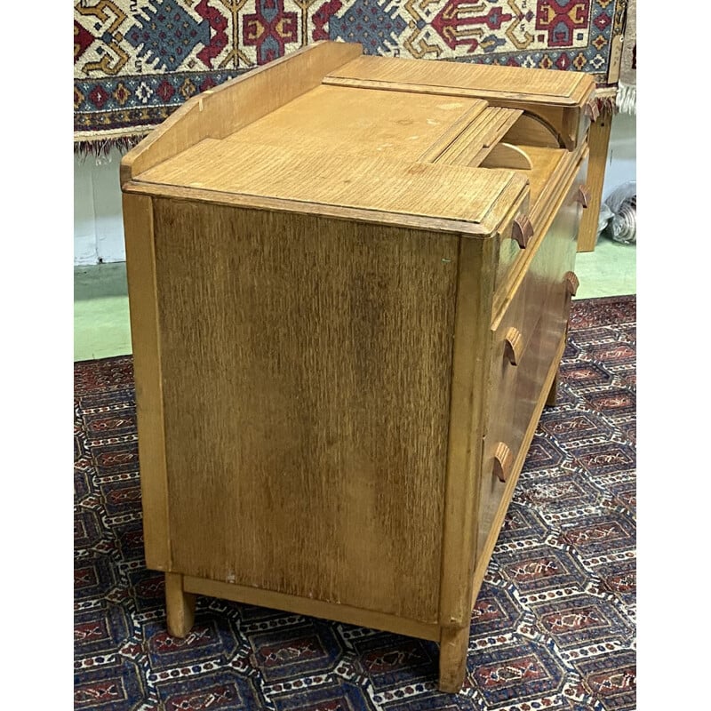 Vintage blond oak chest of drawers, English 1970s