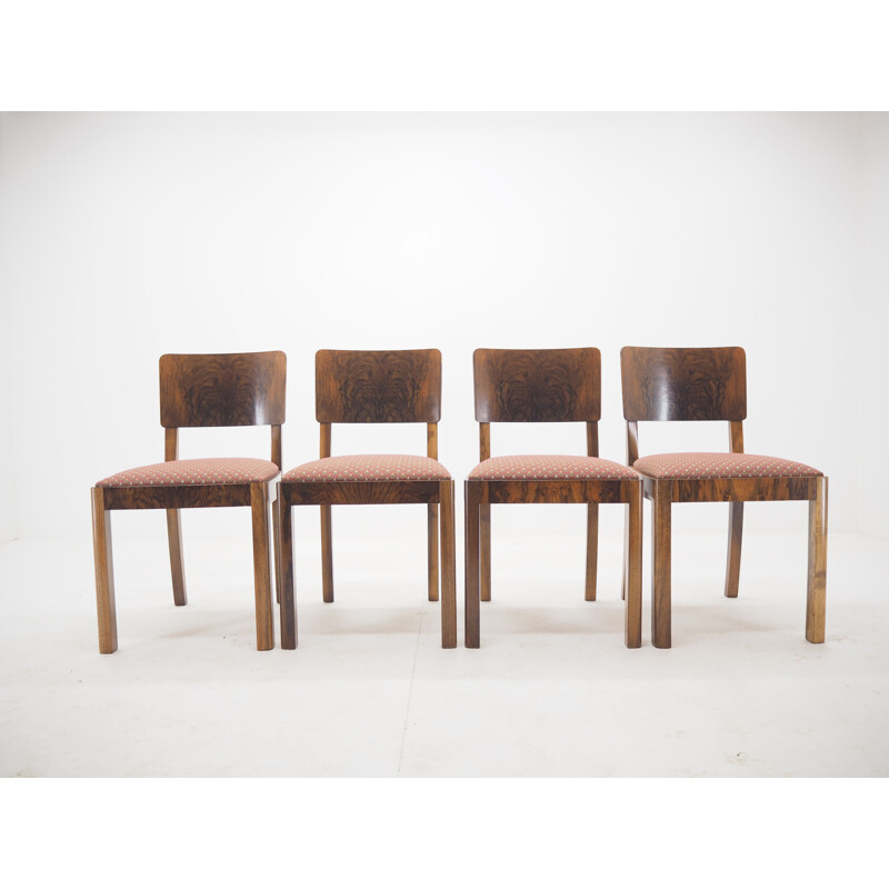 Set of 4 vintage Art Deco Dining Chairs, Czechoslovakia 1930s