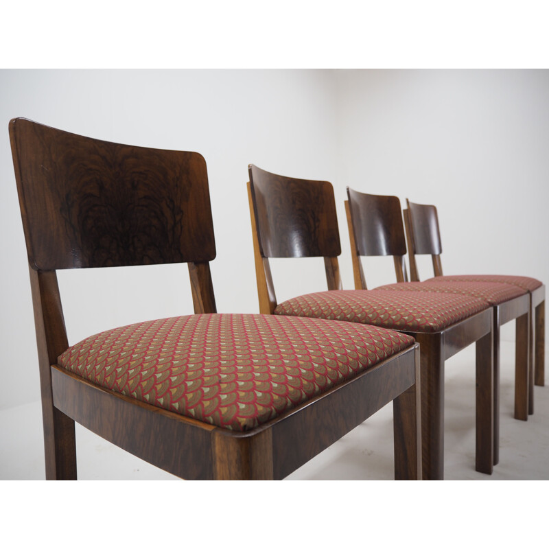 Lot de 4 chaises vintage Art Déco, Tchécoslovaquie 1930