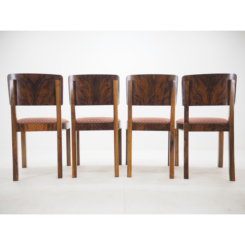 Lot de 4 chaises vintage Art Déco, Tchécoslovaquie 1930