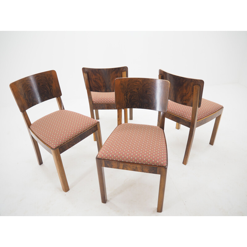 Lot de 4 chaises vintage Art Déco, Tchécoslovaquie 1930