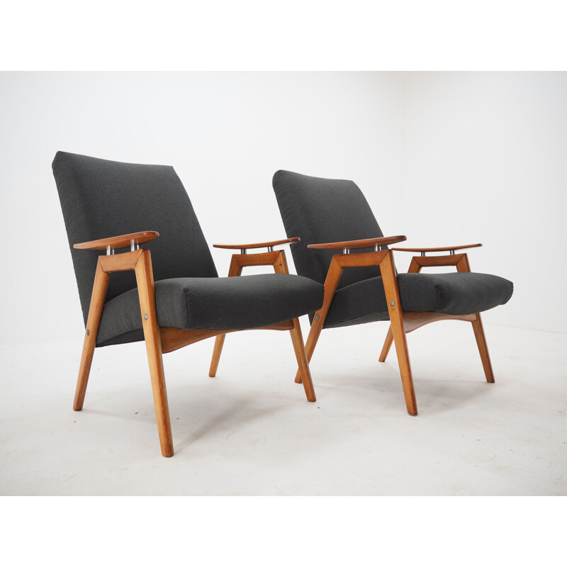 Pair of Midcentury Armchairs, Czechoslovakia 1960s