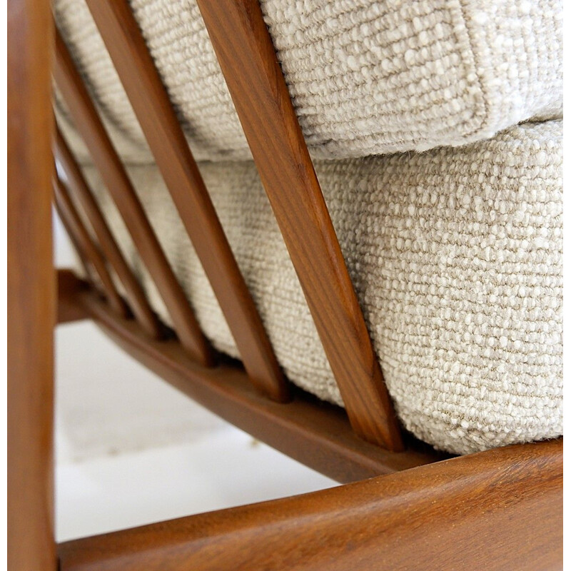 Pair of vintage teak armchairs with new upholstery